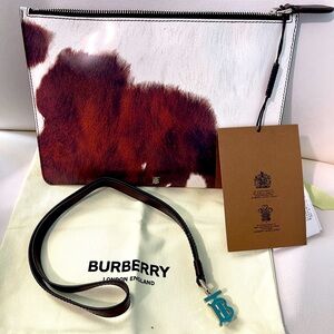 NWT Authentic Burberry MD POUCH COW PRINT